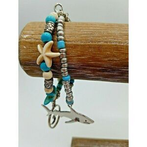 Beaded Wrap Charm Bracelet Shark Starfish Beach